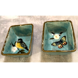 2 Certified International Susan Winget Bird & Butterfly small dishes tapas dips
